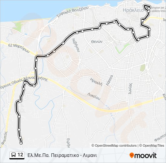 Χάρτης Γραμμής 12 λεωφορείο