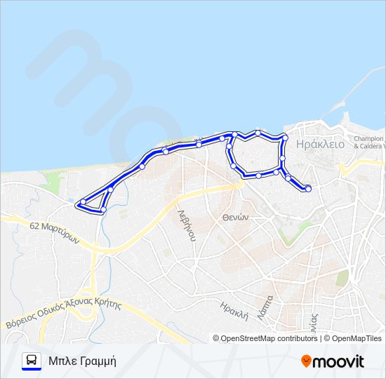 Χάρτης Γραμμής ΜΠΛΕ ΓΡΑΜΜΗ λεωφορείο