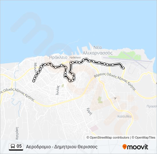 Χάρτης Γραμμής 05 λεωφορείο