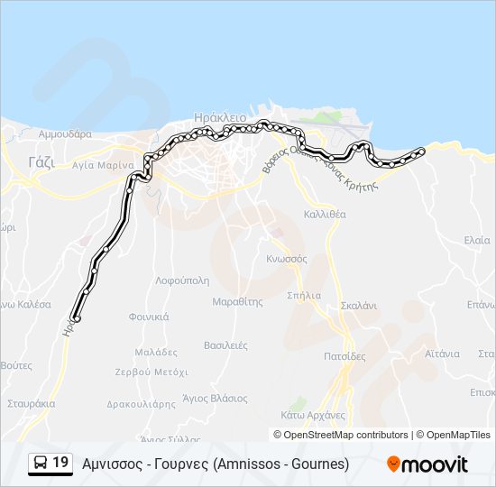 19 bus Line Map