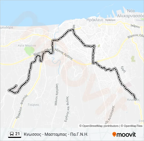 21 Bus Line Map