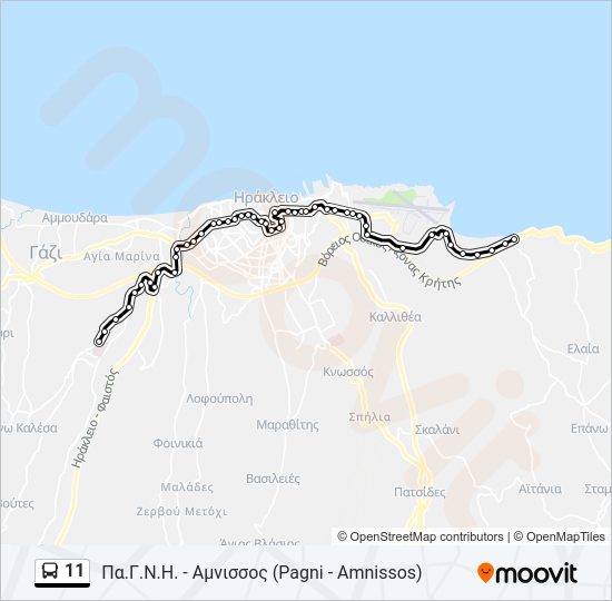 Χάρτης Γραμμής 11 λεωφορείο