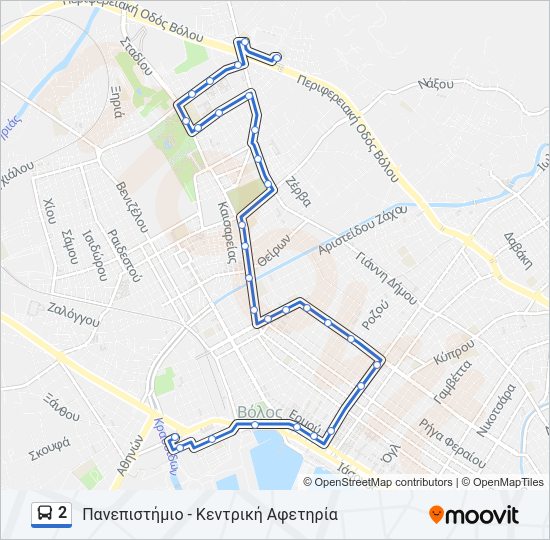 Χάρτης Γραμμής 2 λεωφορείο