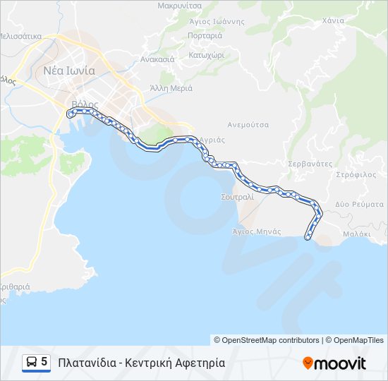 Χάρτης Γραμμής 5 λεωφορείο