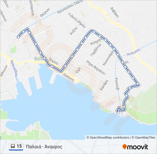 Χάρτης Γραμμής 15 λεωφορείο