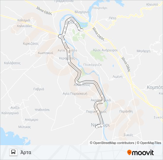 Χάρτης Γραμμής ΆΡΤΑ - ΝΕΟΧΏΡΙ λεωφορείο