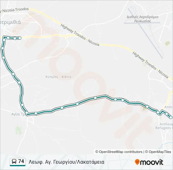 74 Bus Line Map