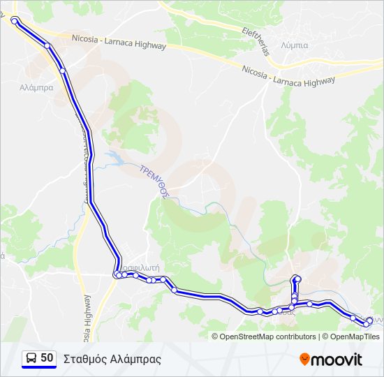 Χάρτης Γραμμής 50 λεωφορείο