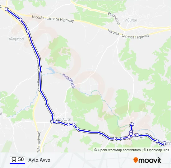 50 Bus Line Map