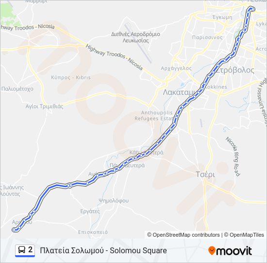 Χάρτης Γραμμής 2 λεωφορείο