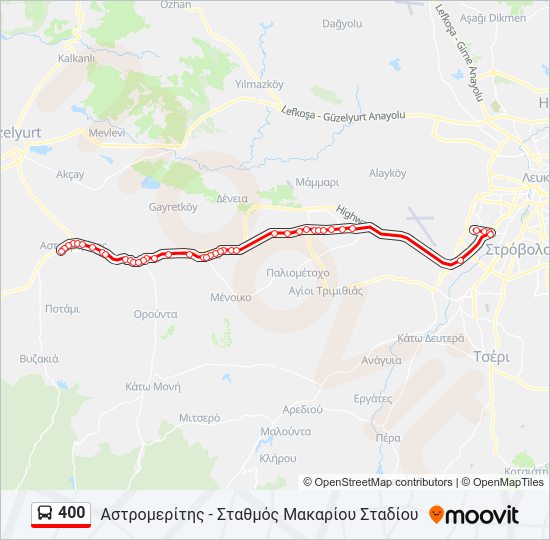 Χάρτης Γραμμής 400 λεωφορείο