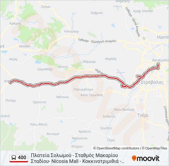 Χάρτης Γραμμής 400 λεωφορείο