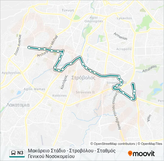 N3 Bus Line Map