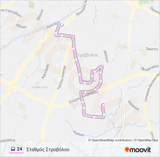 Χάρτης Γραμμής 24 λεωφορείο