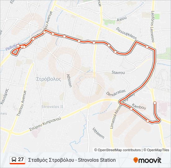 Χάρτης Γραμμής 27 λεωφορείο