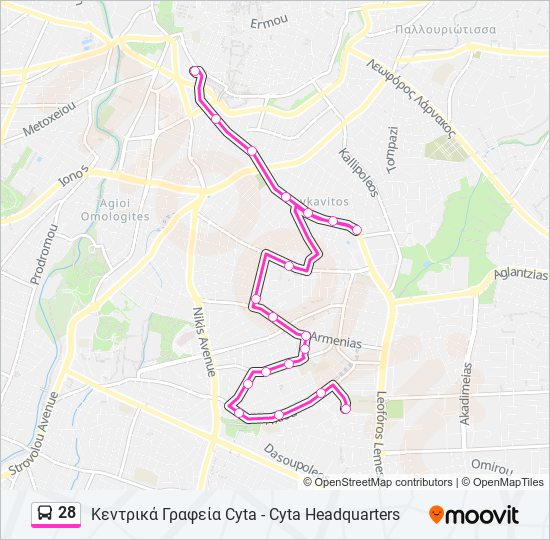 28 bus Line Map