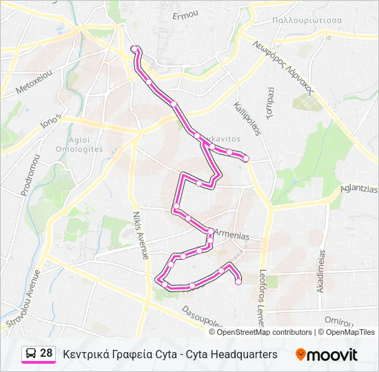 28 Bus Line Map