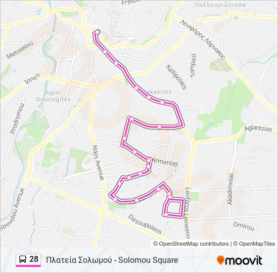 28 bus Line Map