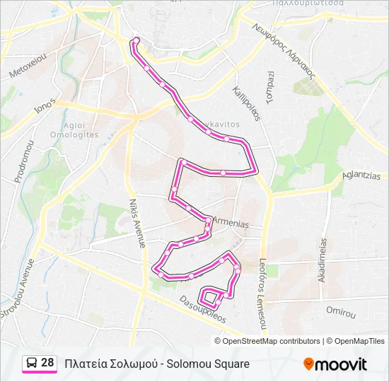 28 Bus Line Map