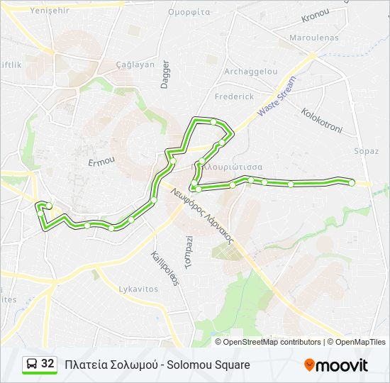 Χάρτης Γραμμής 32 λεωφορείο