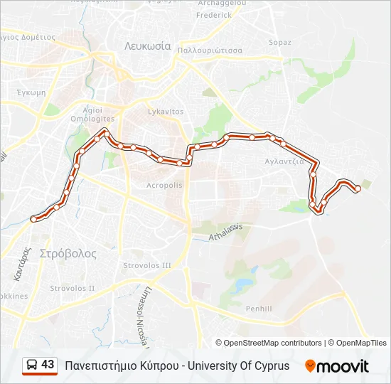 43 Bus Line Map