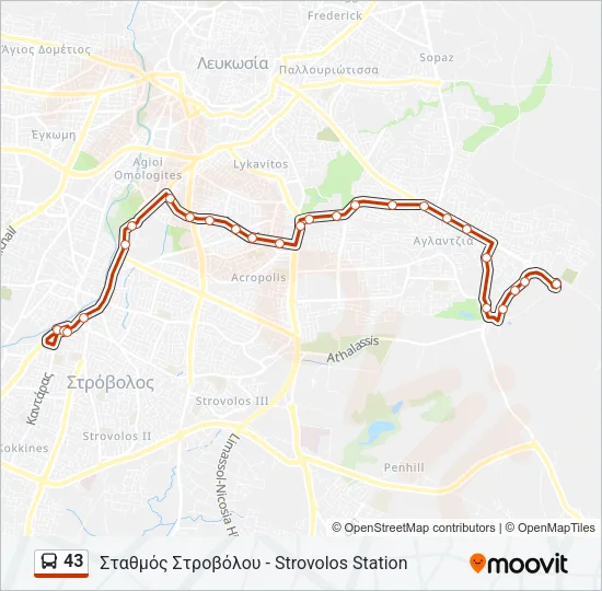 43 Bus Line Map