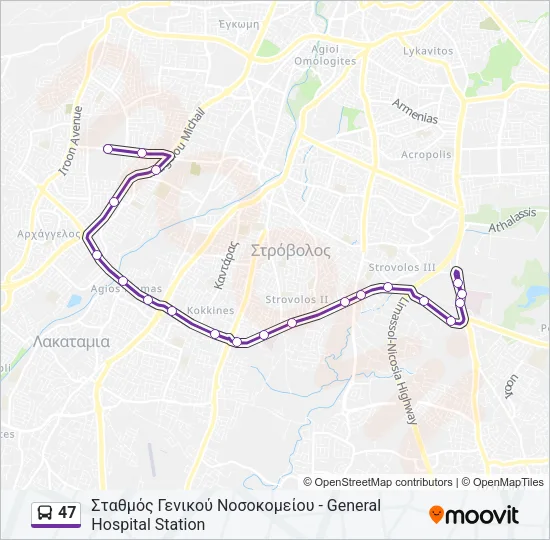 47 Bus Line Map