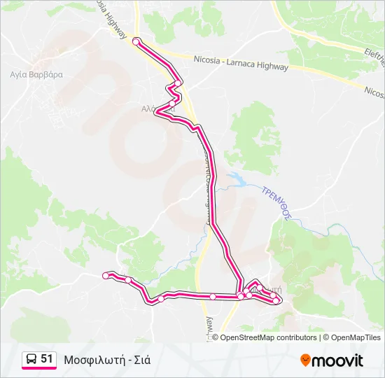 51 Bus Line Map