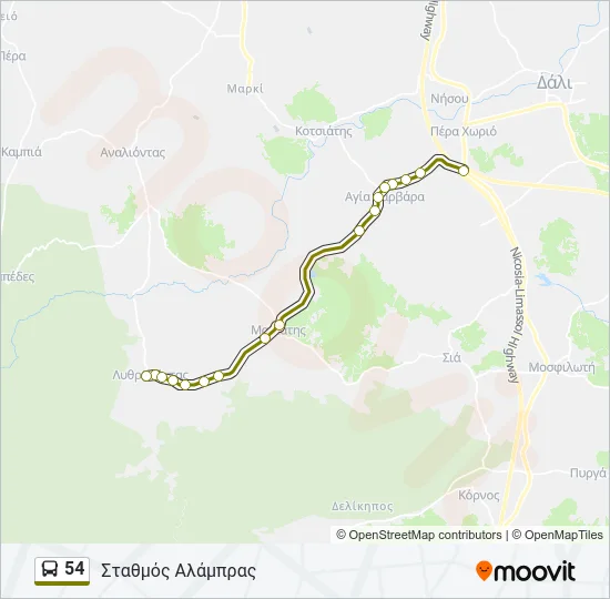 54 Bus Line Map
