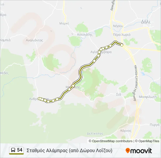54 Bus Line Map