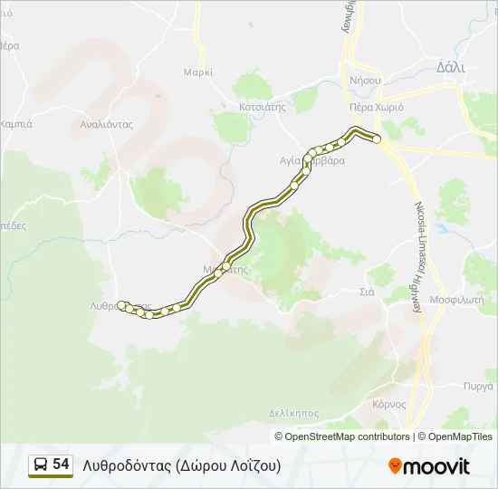 54 Bus Line Map
