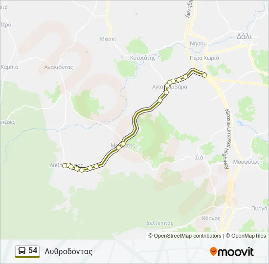 54 Bus Line Map