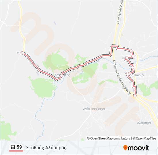 Χάρτης Γραμμής 59 λεωφορείο