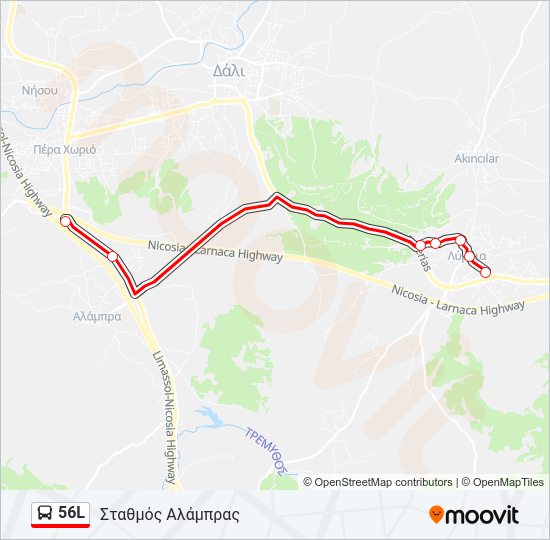 Χάρτης Γραμμής 56L λεωφορείο