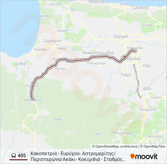 405 Bus Line Map