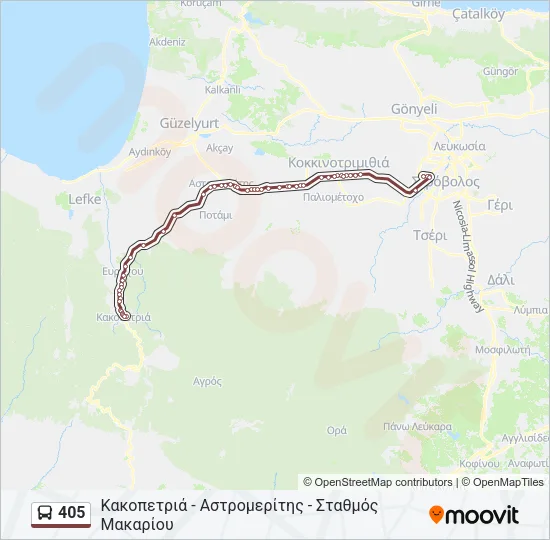 405 Bus Line Map