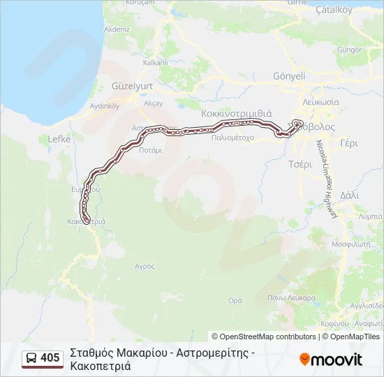 405 Bus Line Map