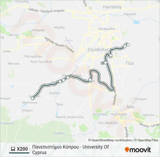 X200 Bus Line Map