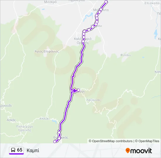 65 Bus Line Map