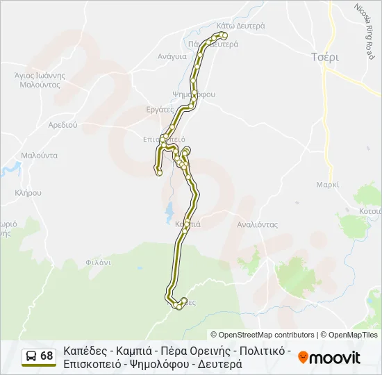 68 Bus Line Map
