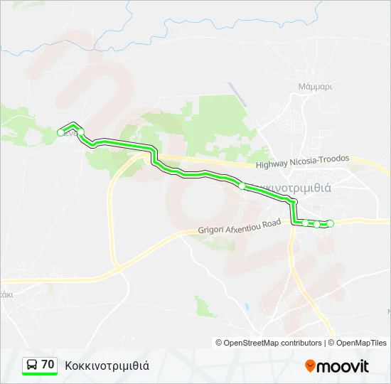 70 Bus Line Map