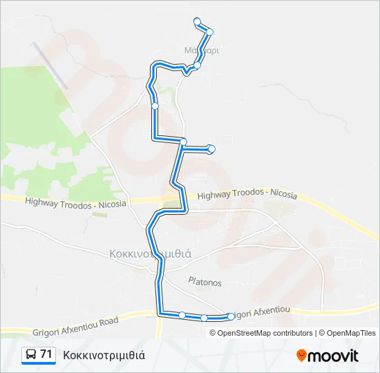 71 Bus Line Map