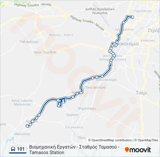 101 Bus Line Map