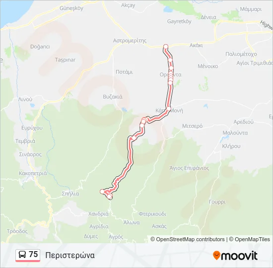 75 Bus Line Map