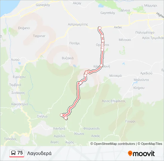 75 Bus Line Map