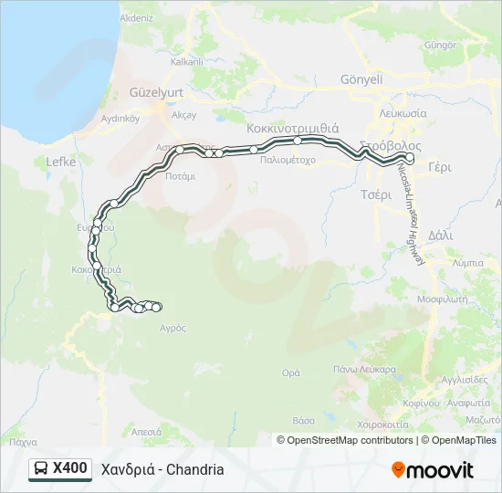 X400 Bus Line Map