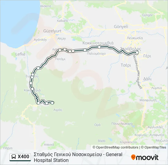 X400 Bus Line Map
