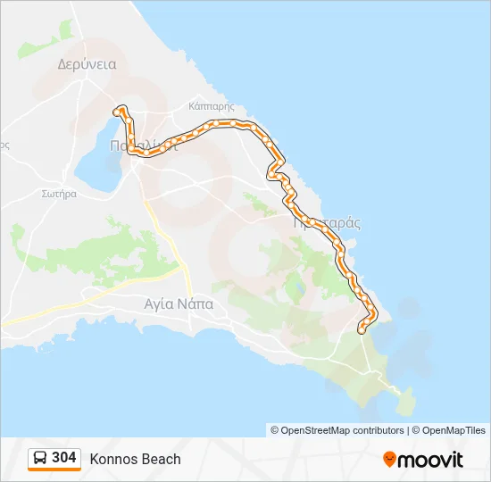 304 Route: Schedules, Stops & Maps - Konnos Beach (Updated)