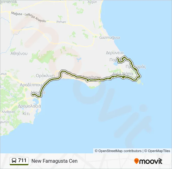 711 Route: Schedules, Stops & Maps - New Famagusta Cen (Updated)