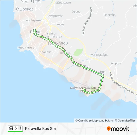 613 Route: Schedules, Stops & Maps - Karavella Bus Sta (Updated)